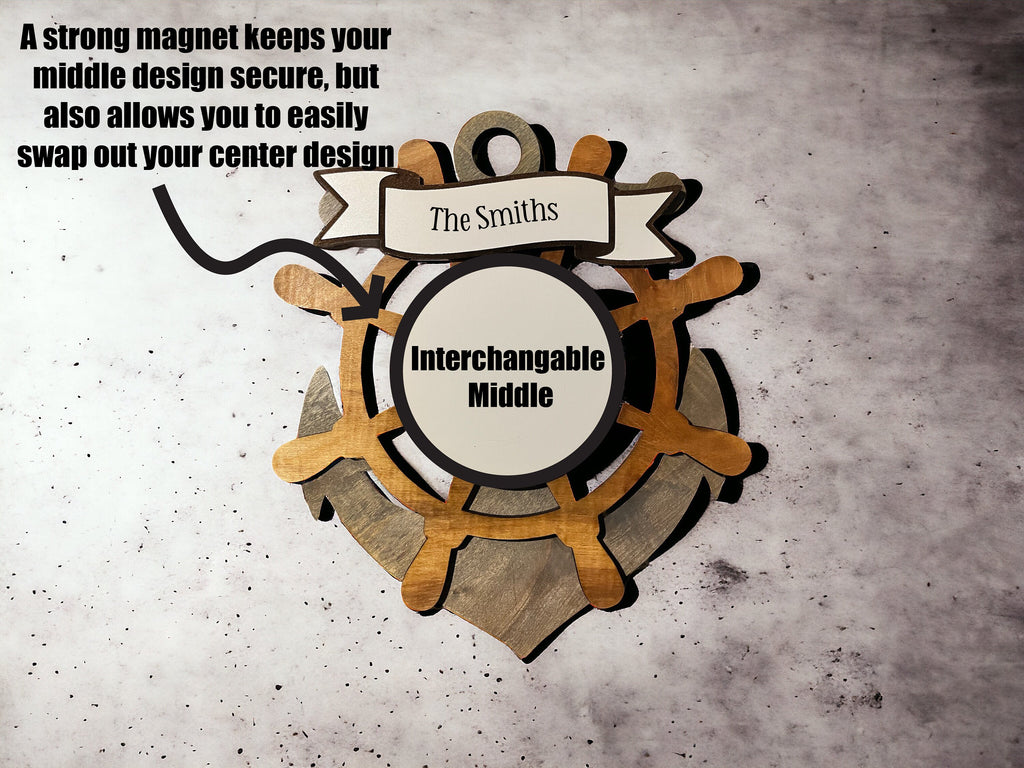 Wheel and Anchor Magnet with Interchangeable Center