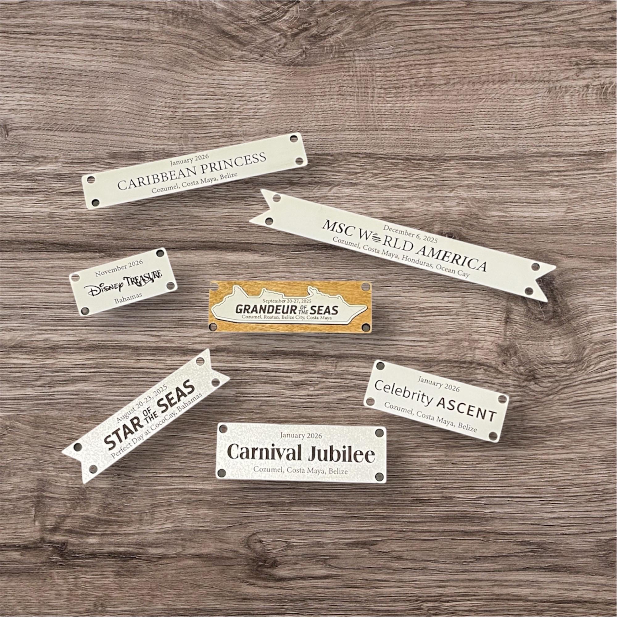 Cruise Door Hanging Tag: Engraved Wood Cruise History Tracker Plaque