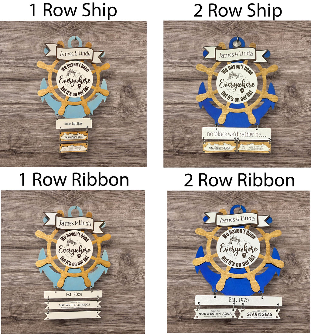 Ship Wheel & Anchor Cruise History Tracker with Interchangeable Center