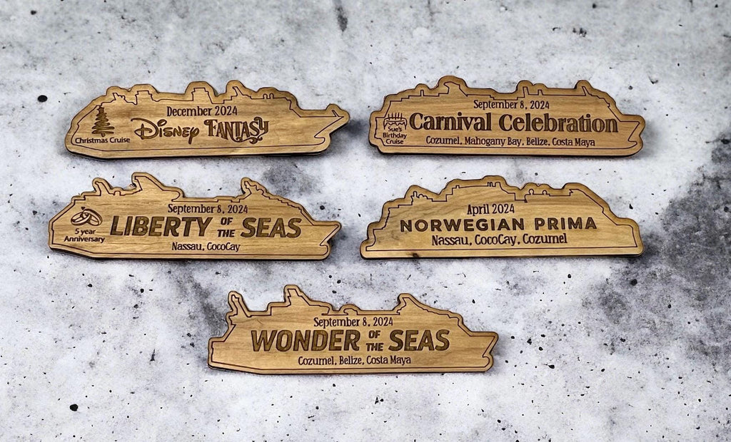 Cruise Ship Magnet | Custom Engraved Wood Cruise Gift Door Decoration | Travel Keepsake