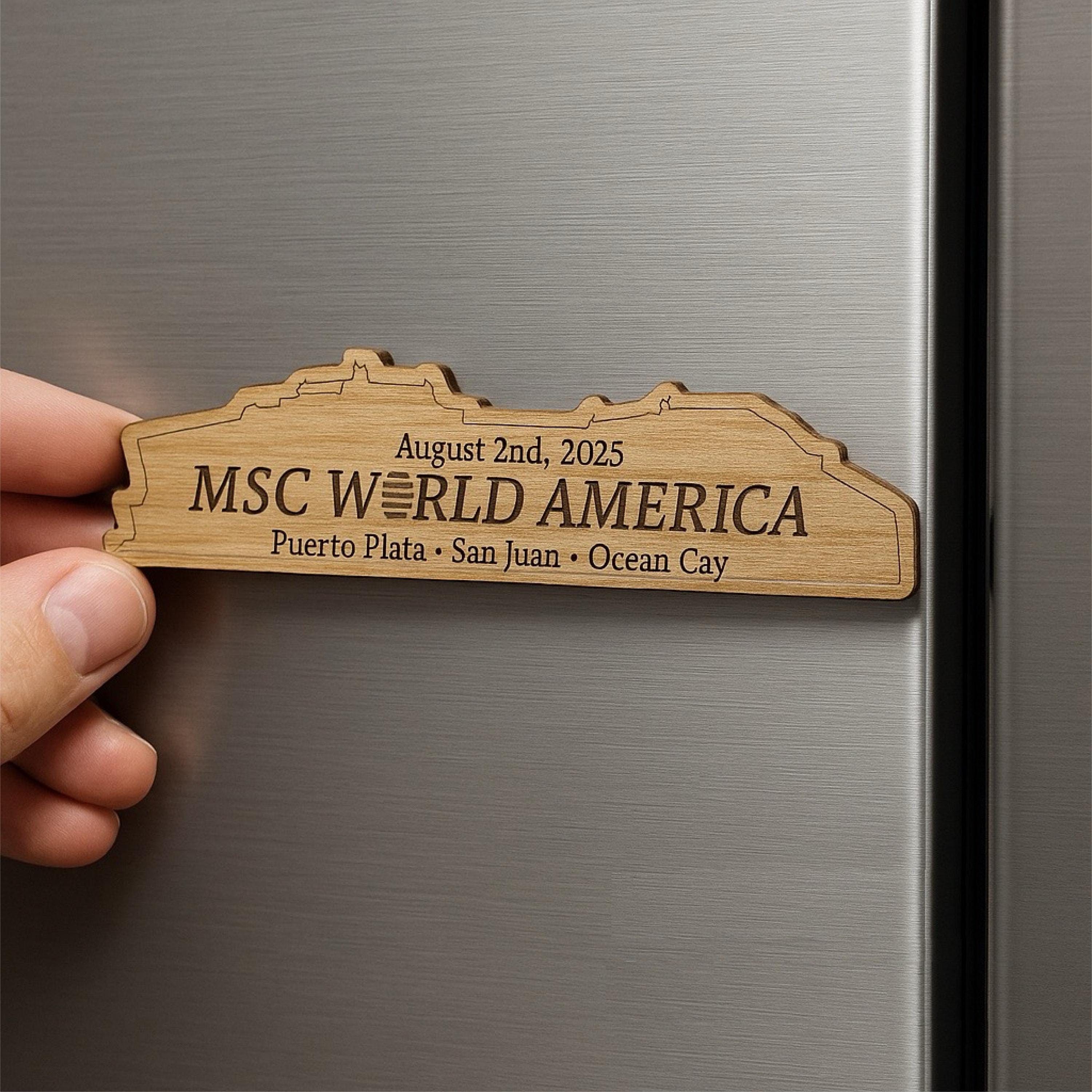 Cruise Ship Magnet | Custom Engraved Wood Cruise Gift Door Decoration | Travel Keepsake