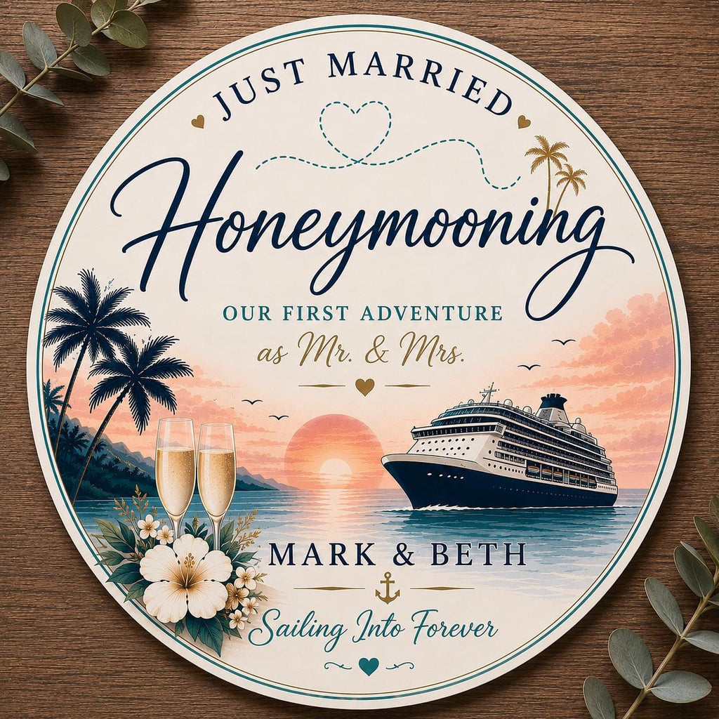 Rustic Coastal Couples Cruise Door Magnet